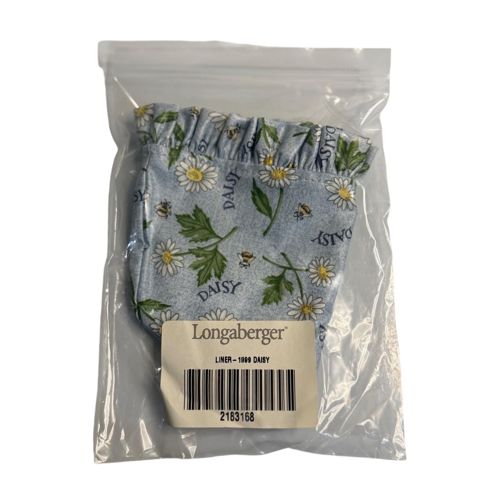 Longaberger Basket Fabric Liner Blue Daisy Bee Floral Ruffle Trim New NIP